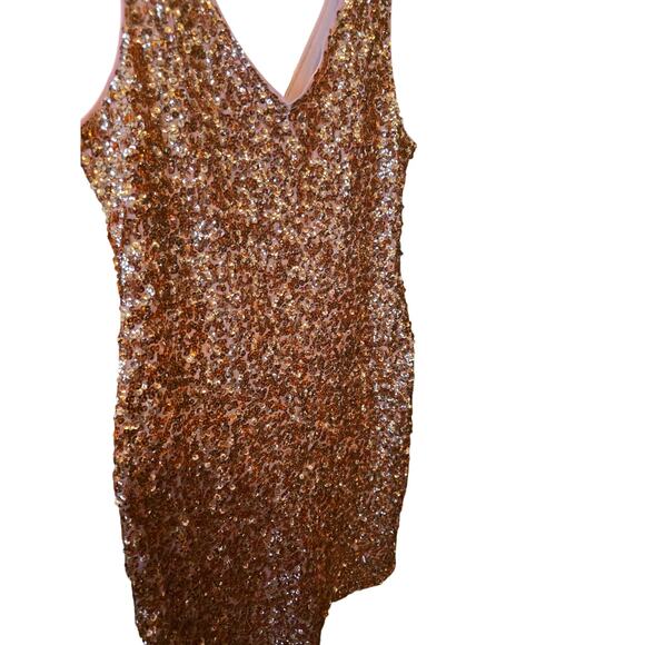 PrettyGuide Cocktail Party Dress XL Womens Pink Sequin V Front V Back New Years - Picture 2 of 6